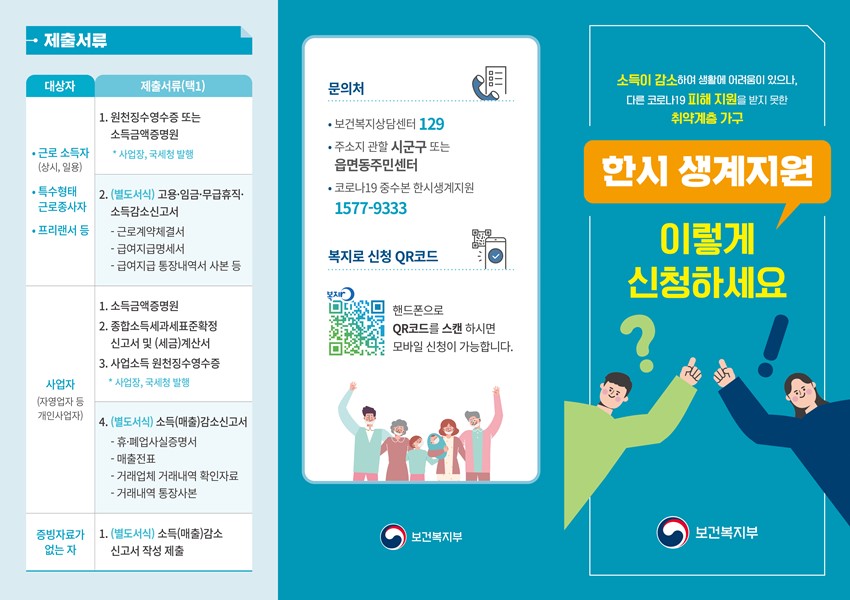 1.4차 재난지원금 - 한시생계지원 신청 안내